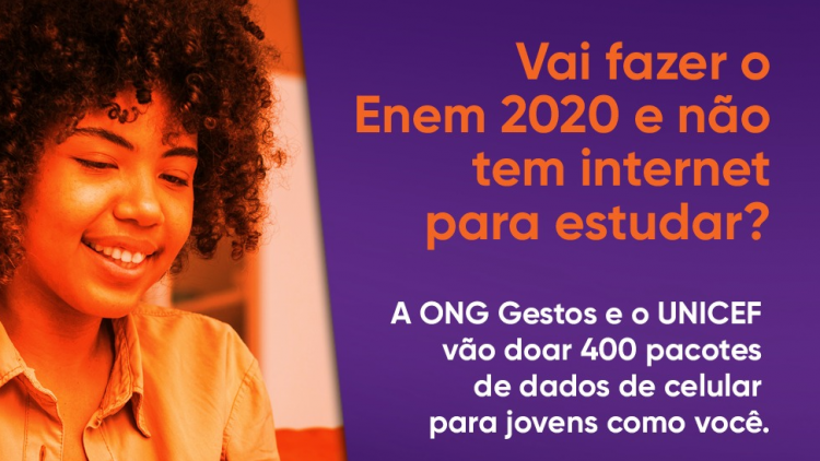 Enem 2020: Gestos e UNICEF oferecem 400 kits de internet para jovens do Recife e RMR