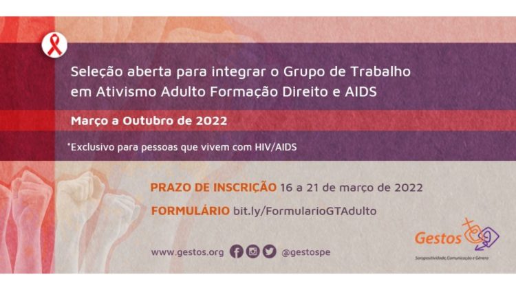GT Ativismo Adulto abre inscrições para formação em Direitos Humanos e AIDS
