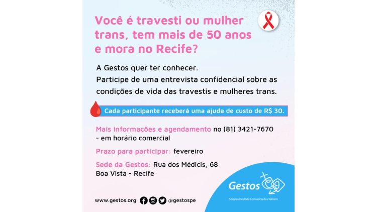 Em Fevereiro, Gestos convida travestis e mulheres trans para levantamento inédito no Recife