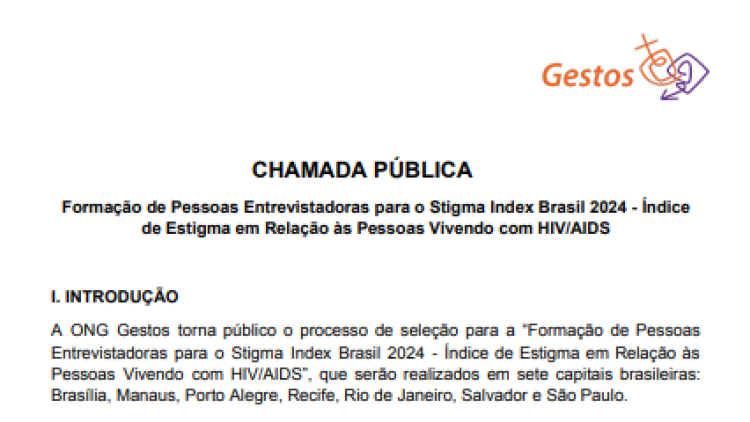 Seleção de pessoas entrevistadoras para o Stigma Index Brasil 2024